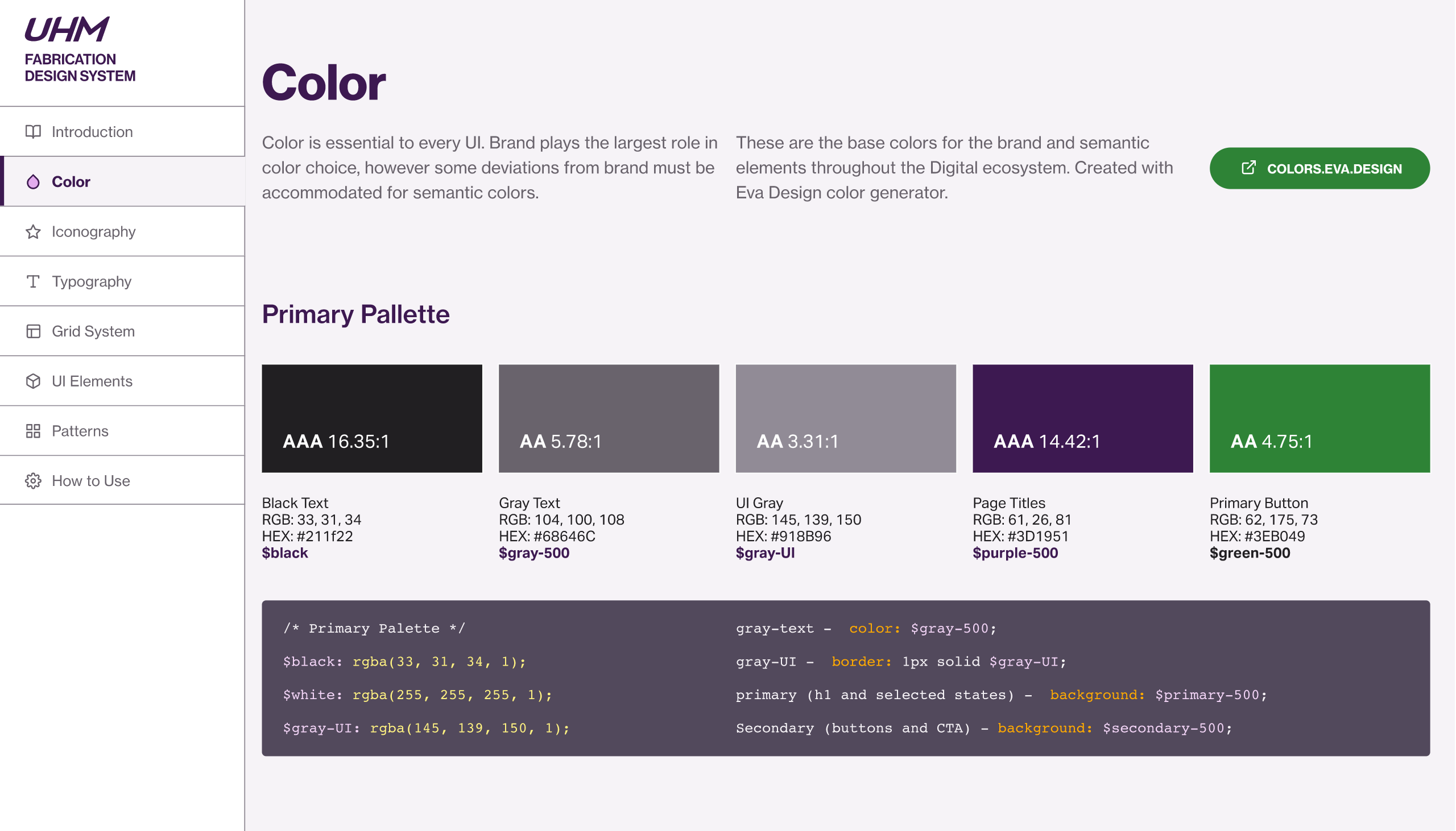 Color System Scales and Values for multiple levels